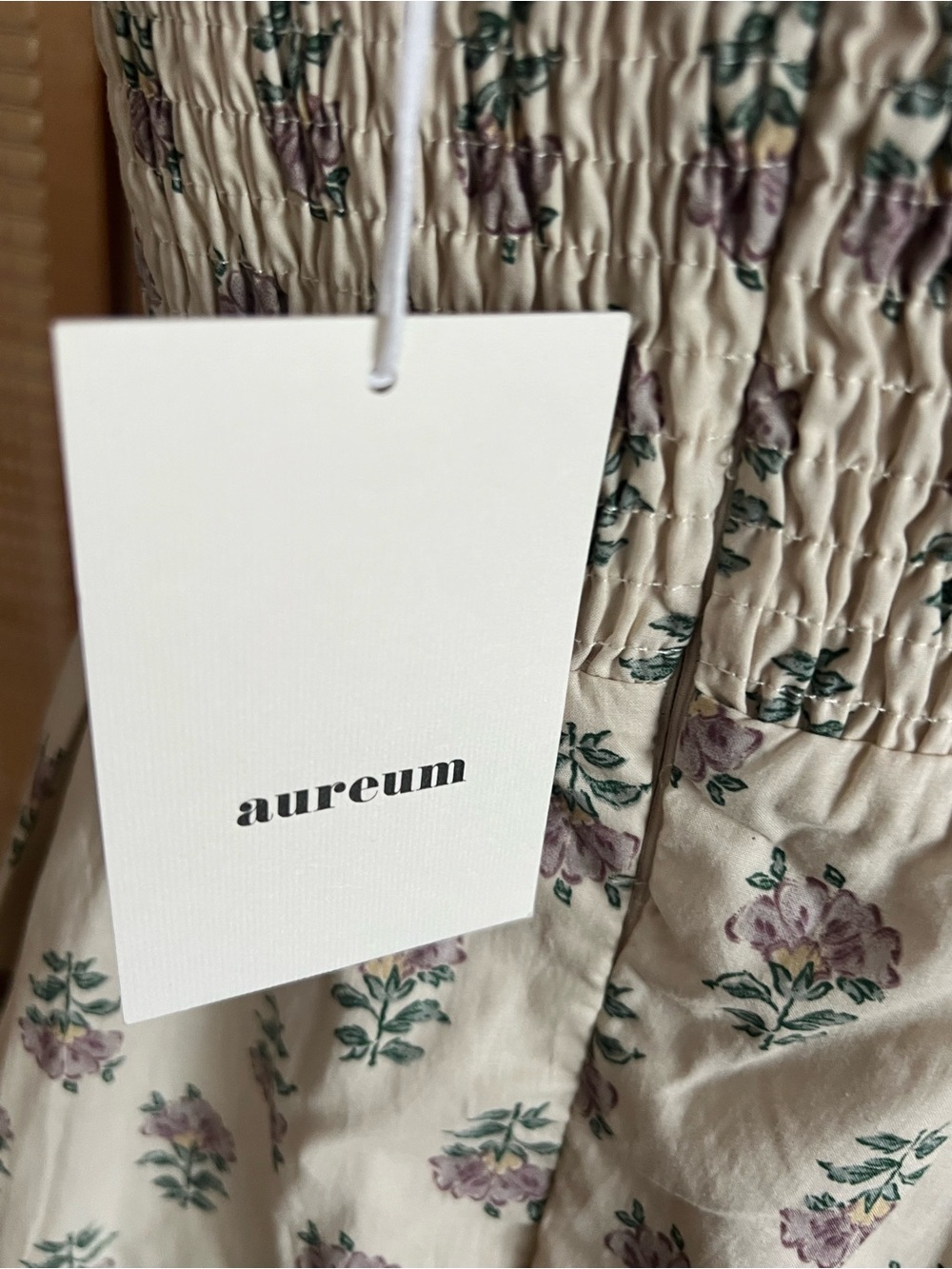 NWT AUREUM Ivory Floral Smoked Bustier Midi Dress Cottagecore Sundress with Pock - Picture 7 of 10